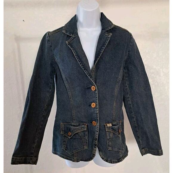VTG Y2K Womens Levi Strauss Blue Jean Denim Jacket S Equestrian Western Trucker - Picture 1 of 9